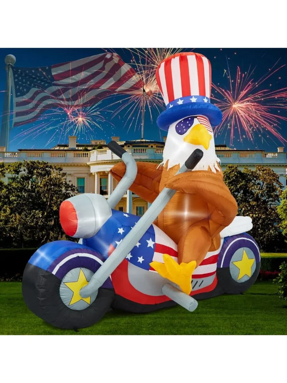 6 FT Patriotic Eagle Inflatable Yard Decoration | LED Lights for Independence